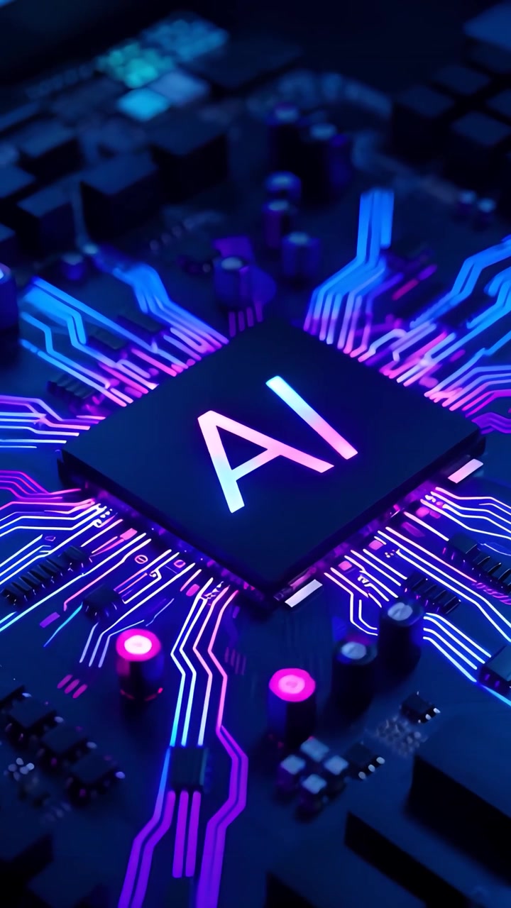 Futuristic AI Chip Motherboard Technology Background 4K