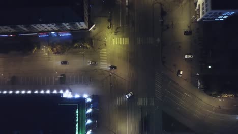 night aerial view of a city intersection