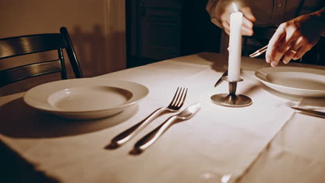 romantic dinner setting by candlelight