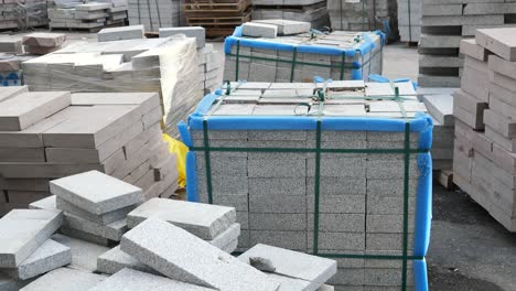 stacked paving stones at a construction site