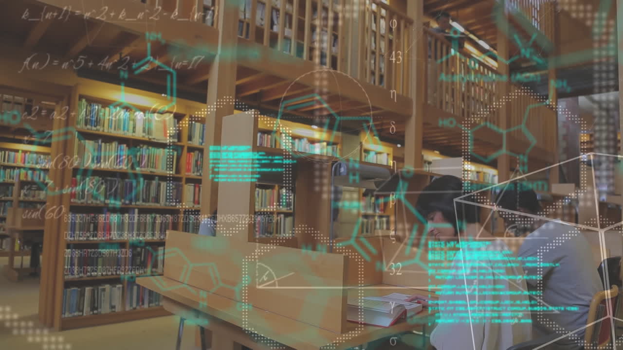 estudiantes en una biblioteca universitaria