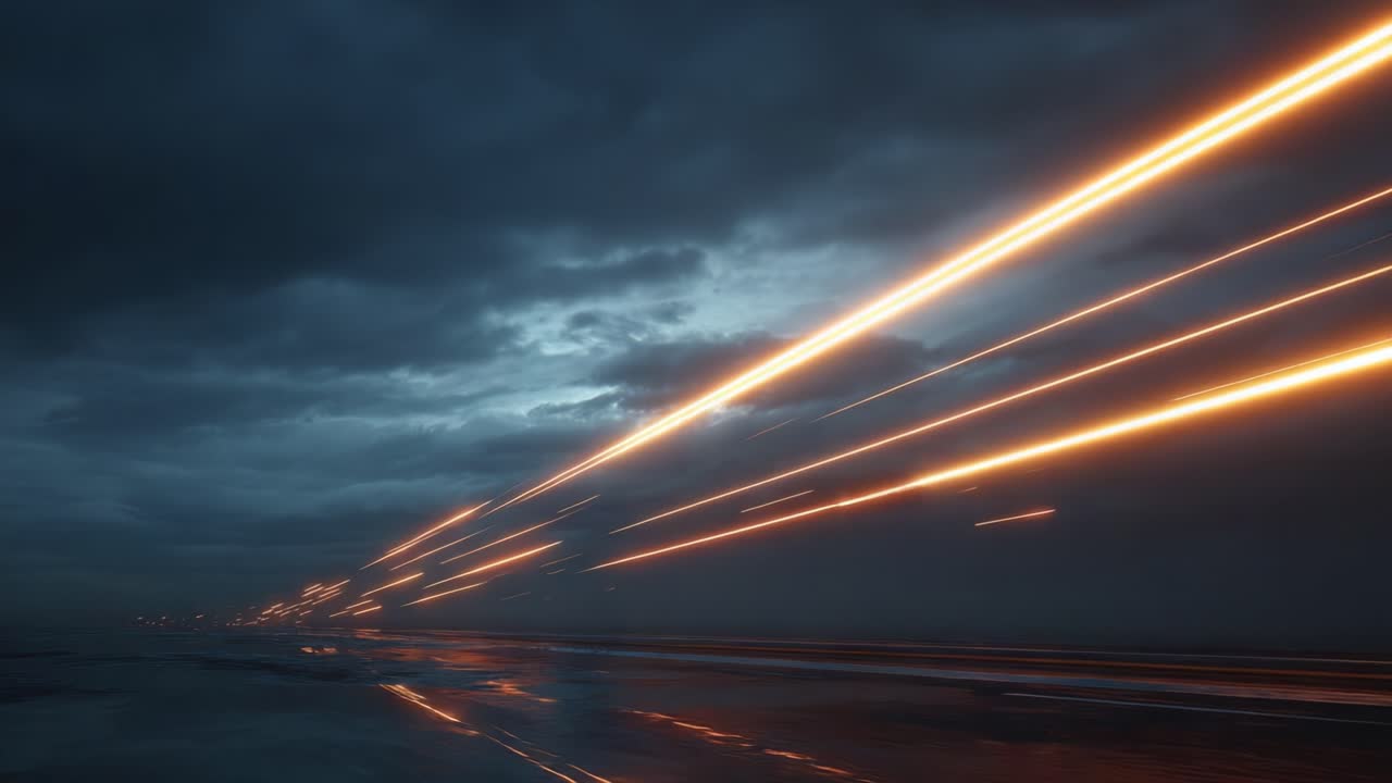 Dynamic Display of Streaking Light Across a Darkened Sky: Captivating Visuals of Rapid Motion and Atmospheric Phenomena in a Unique Setting