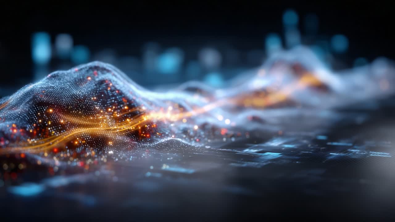 Visualizing the Flow of Data through a Digital Landscape: A Stunning Representation of Waves and Particles in Motion