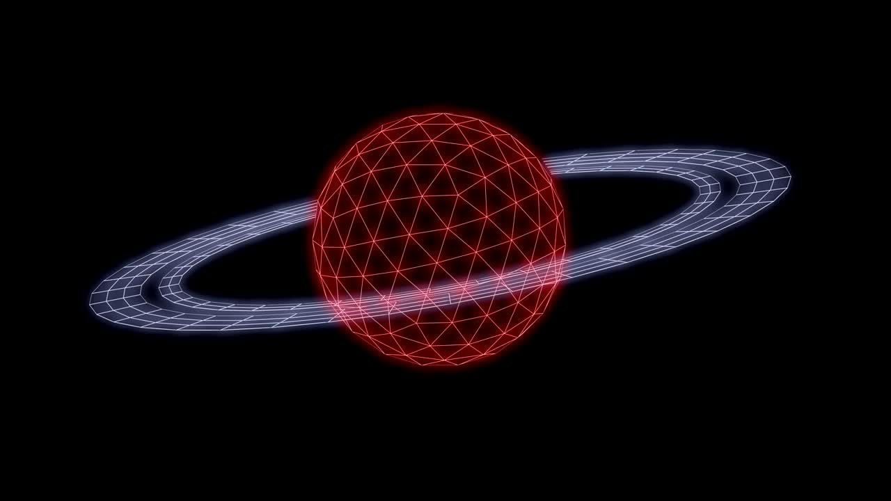 сатурн анимация синтетическая волна неон 3d рендеринг петля