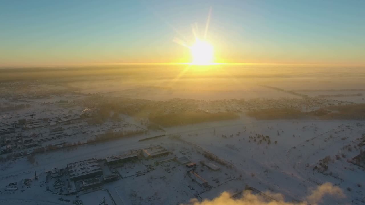 Winter Sunrise over Industrial Area