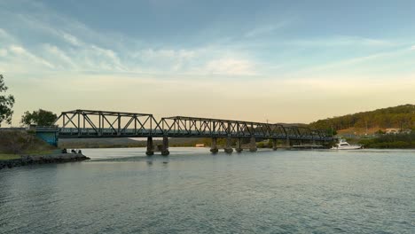 sunrise view of the bridge in the regional town of karuah, new south wales, australia.