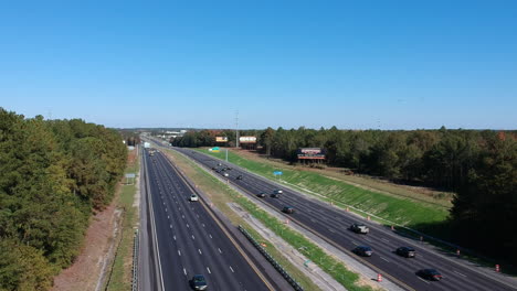 low drone footage of interstate