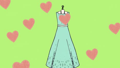 animación de un vestido verde sobre un fondo verde