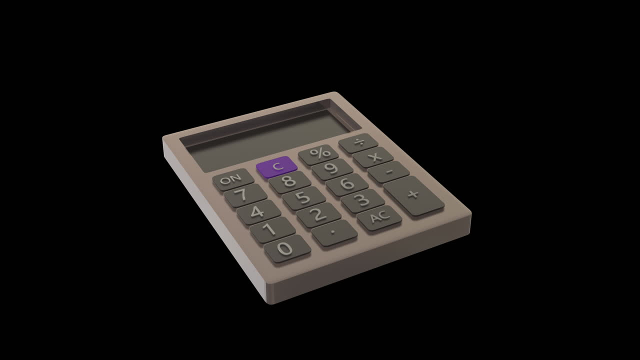 animación de una calculadora moviéndose sobre un fondo negro