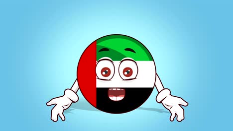 cartoon icon flag uae united arab emirates face animation surprised shocked with alpha matte