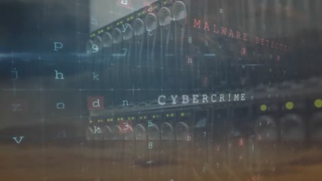 animazione dell'elaborazione dei dati di sicurezza informatica contro la chiusura di un server informatico