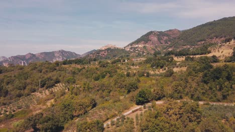 drone flying over italian old town