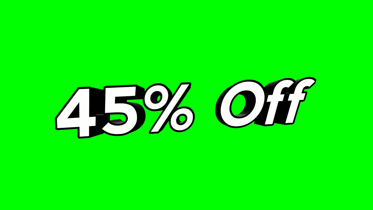 Animation cartoon 45% OFF text Flat Style Popup Promotional Animation green screen background 4K