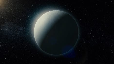 planeta helado en el espacio exterior
