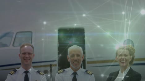 Animation-Des-Verbindungsnetzes-Verschiedener-Piloten-Am-Flughafen