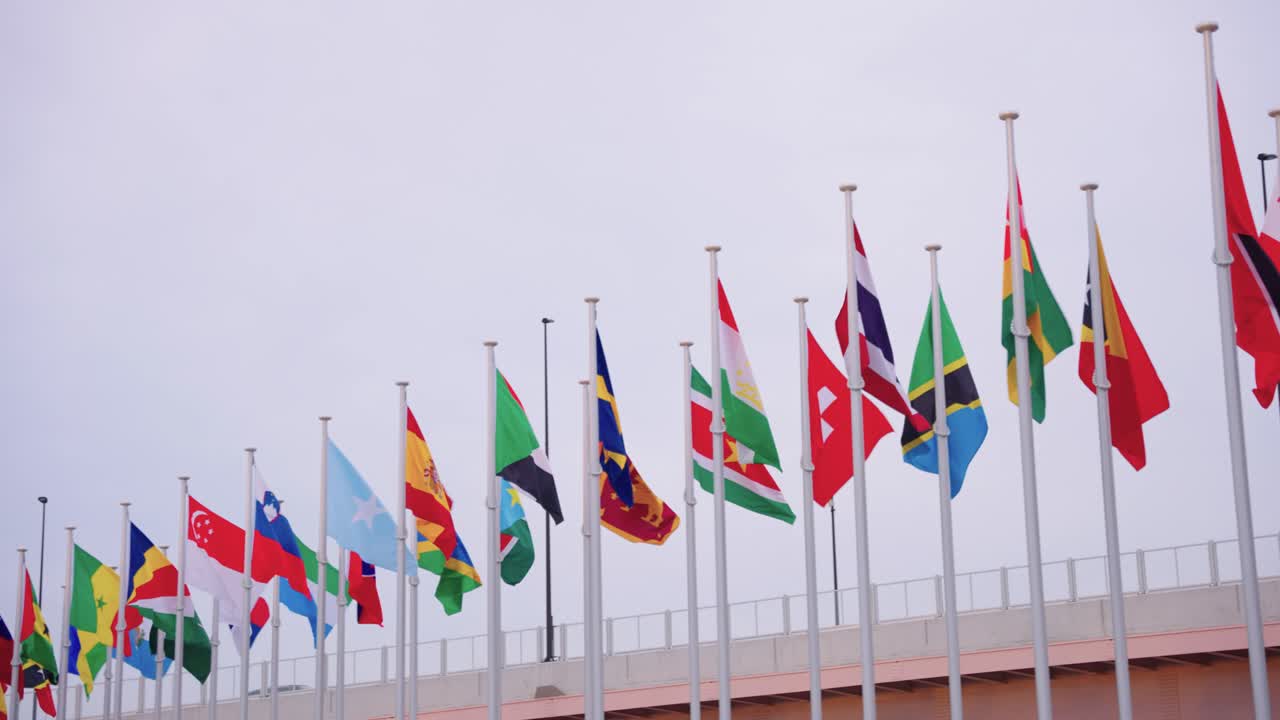Flags of the World on Display at World Expo Fair in Kansai, Japan