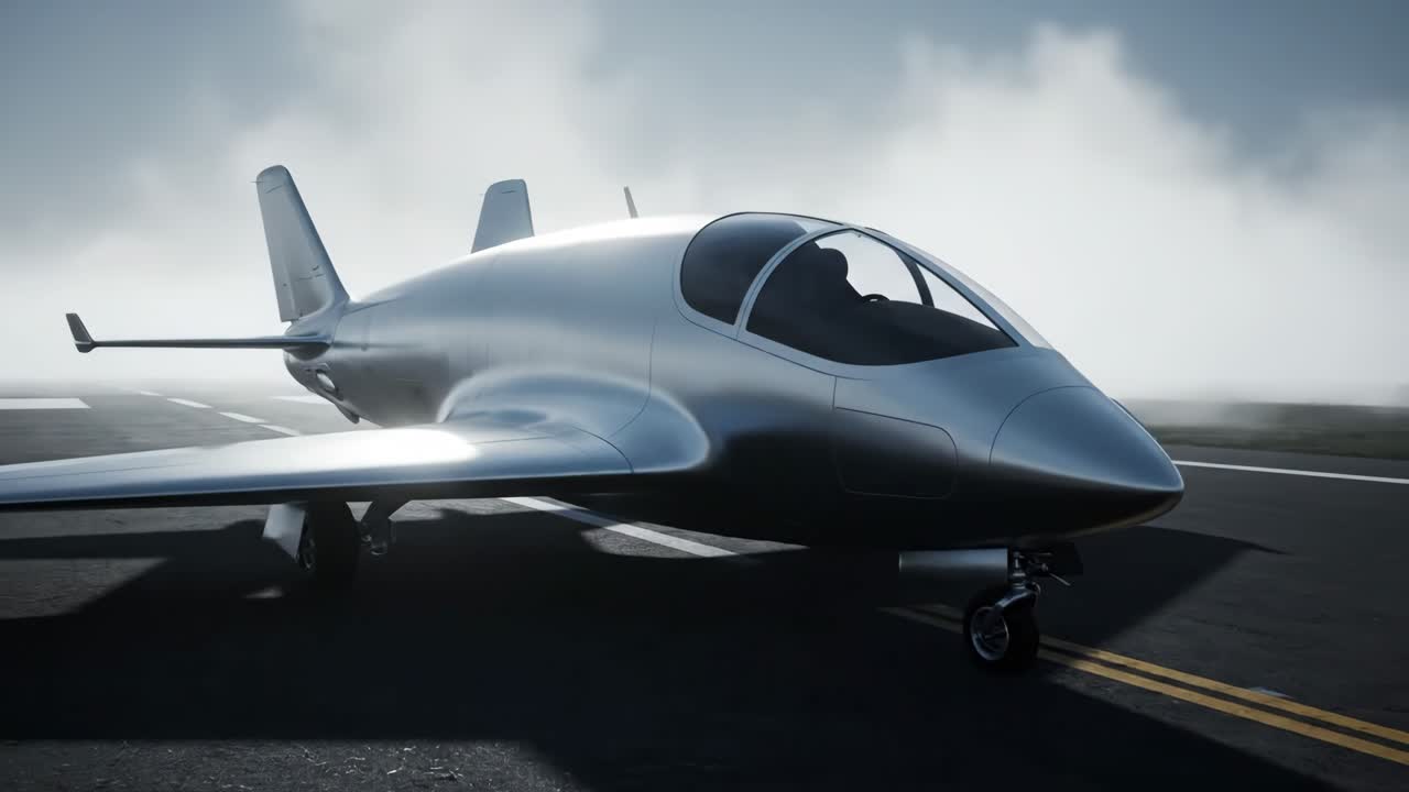 Futuristic Jet on Runway