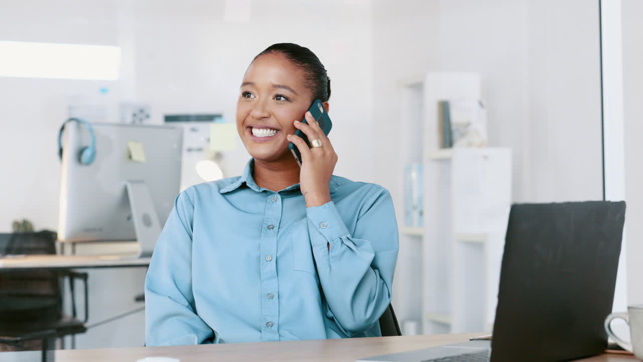 Trendy business woman talking on a phone call