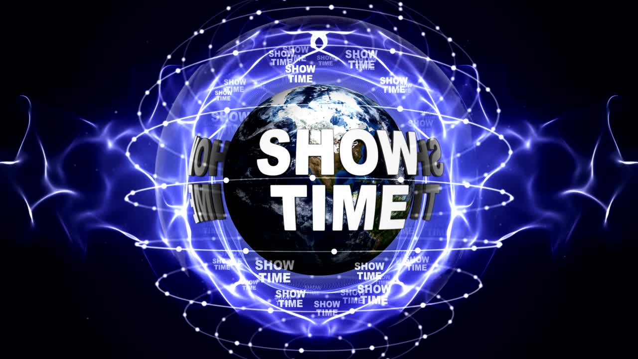 전 세계의 시간 텍스트 애니메이션, 렌더링, 배경, 루프를 표시합니다.