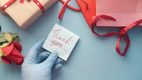 thank you note with gifts