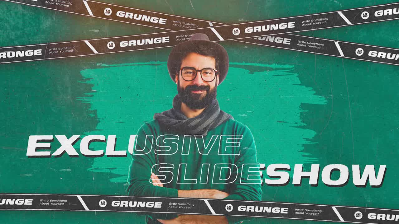 Podcast-intro i grunge-stil til rå lydshows med edgy branding og visuelle elementer