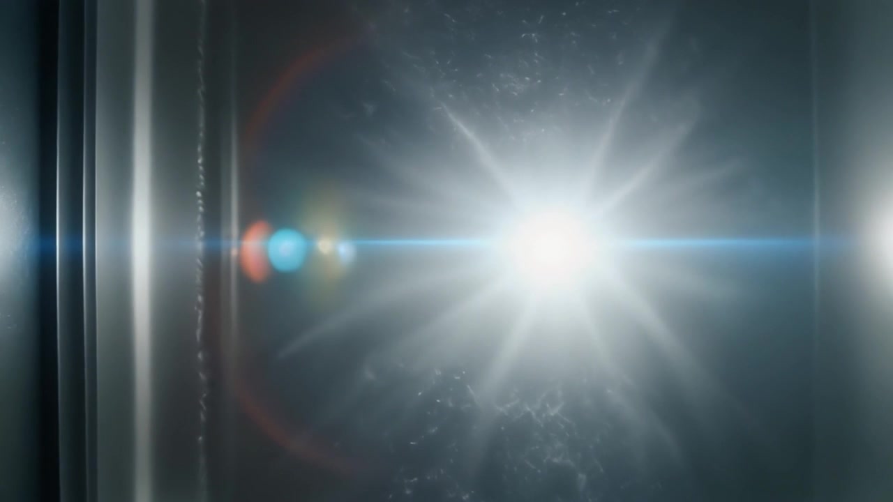 Helles Licht scheint in einer dunklen Metallkammer