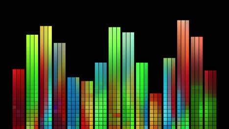 color digital equalizer. the animation of the pixel bars is in sync with the bulk of the rhythmic musical themes. for shows and concerts, dj sets, clips, advertisements, dance music.