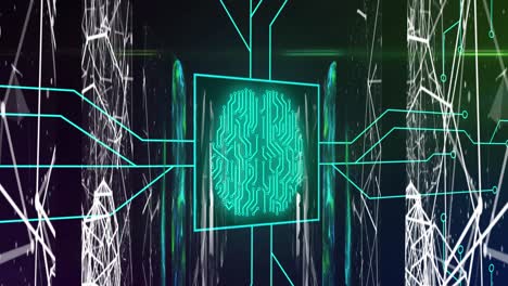 Animation of data processing on black background