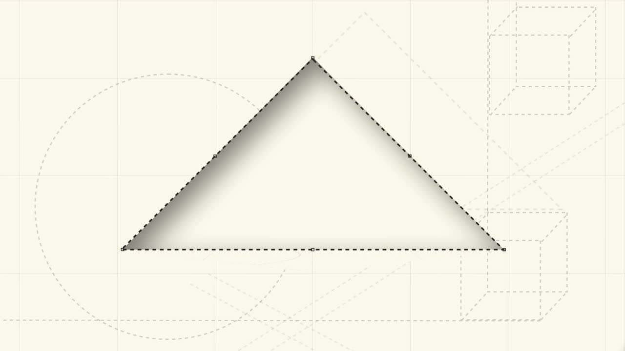 펜  ⁇ 으로 삼각형을 그리는 디지털로 생성된 비디오