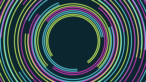 Motion neon rainbow futuristic circles on black space