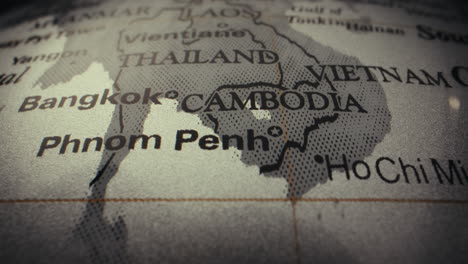 close-up of a world globe focusing on southeast asia
