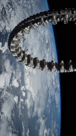 una estación espacial futurista en órbita alrededor de la tierra