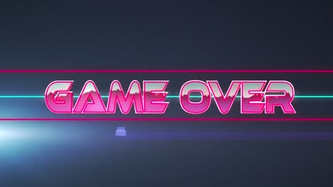 animation of game over text over geometrical shapes on dark background