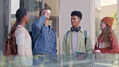 group of students hanging out on campus