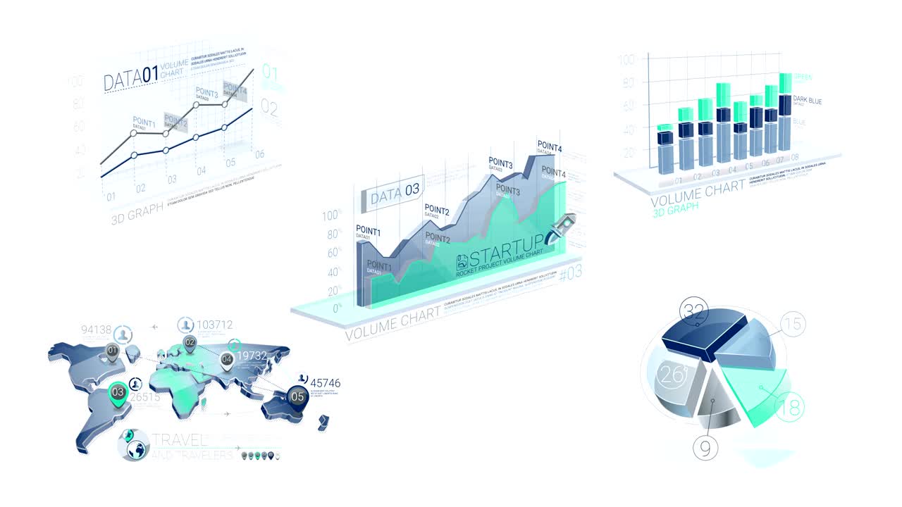 파란색 기업 인포그래픽 요소