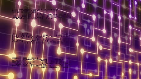 animación del procesamiento de datos en una placa de circuitos informáticos