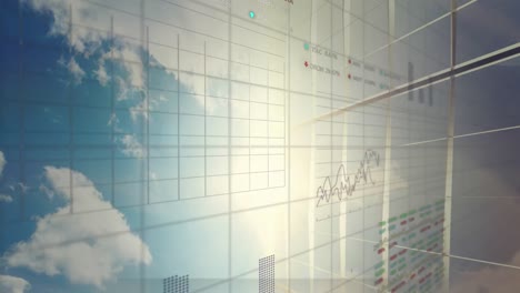 animation of financial data processing over clouds