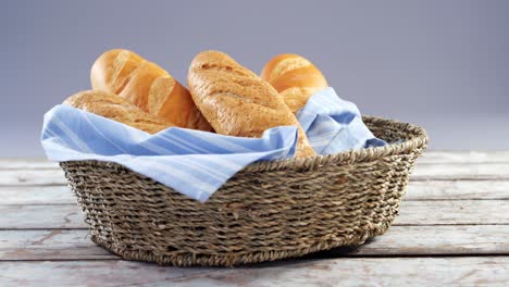 Close-up-of-baguettes-in-basket