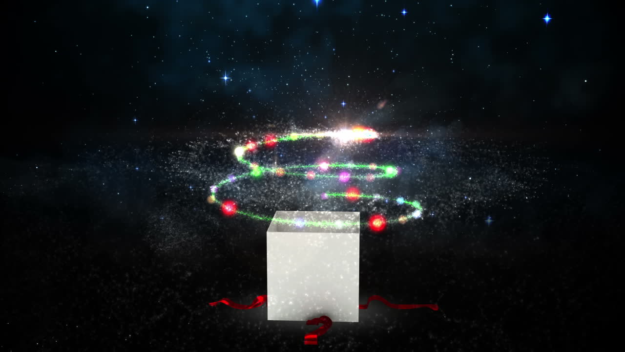 크리스마스 트리 디자인을 드러내기 위한 선물 개방