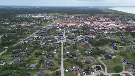 drone footage of a summer house area near the town of blokhus in denmark