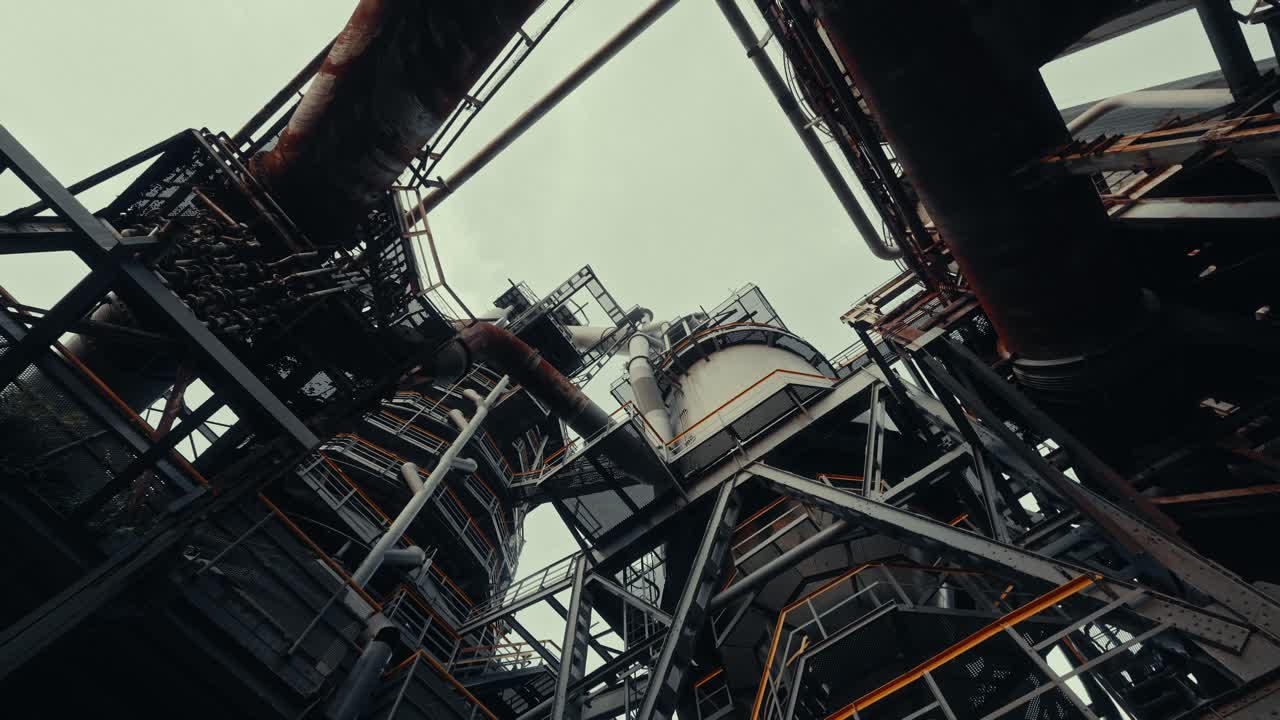 Low Angle View of a Gritty Industrial Factory Structure
