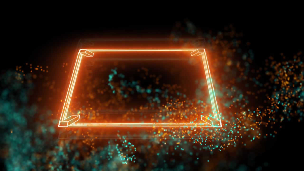Animation of neon orange boxing ring and glowing particles