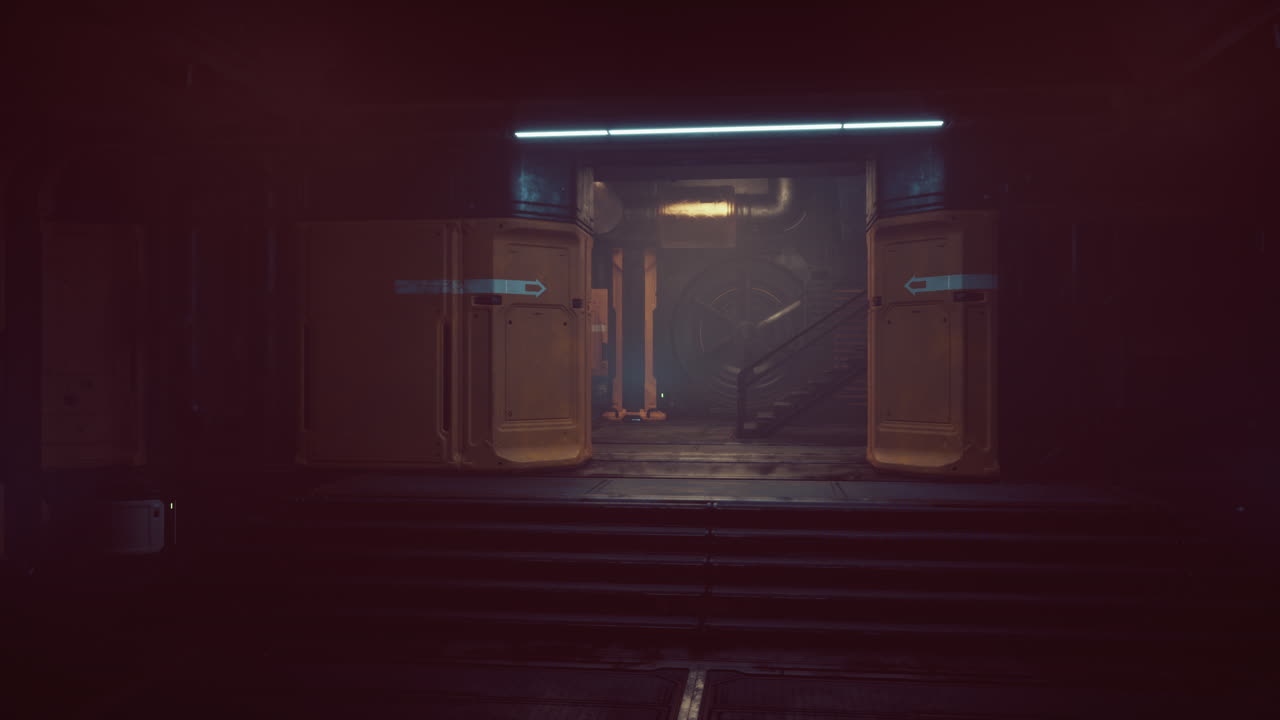 어두운 미래 우주선 복도