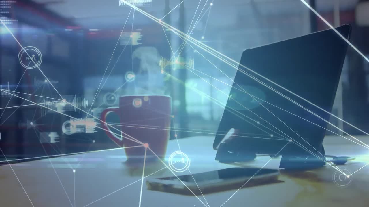 animação de redes de ligações através de café e computador