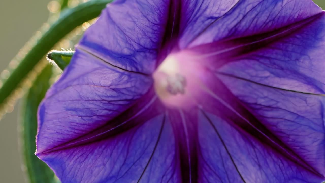 Primo piano di un video di un fiore che sboccia con illuminazione soffusa, che mette in risalto la sua texture delicata