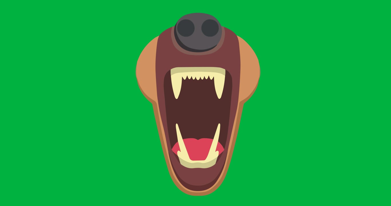Digital animation of puppy dog mouth icon against white background