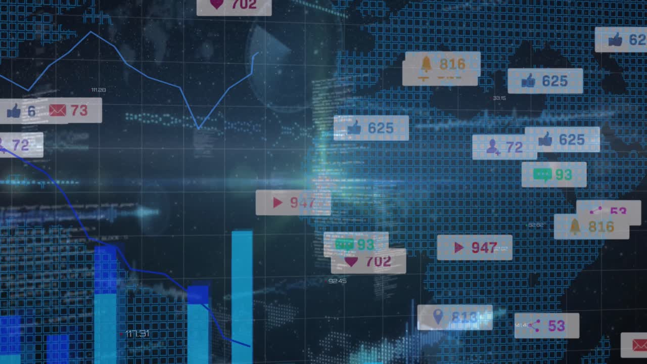 세계 지도를 통해 데이터 처리의 애니메이션