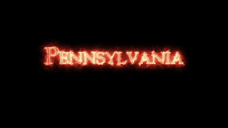 Pennsylvania scritta con il fuoco. Loop.