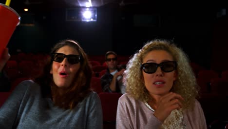 friends in 3d glasses watching movie 4k