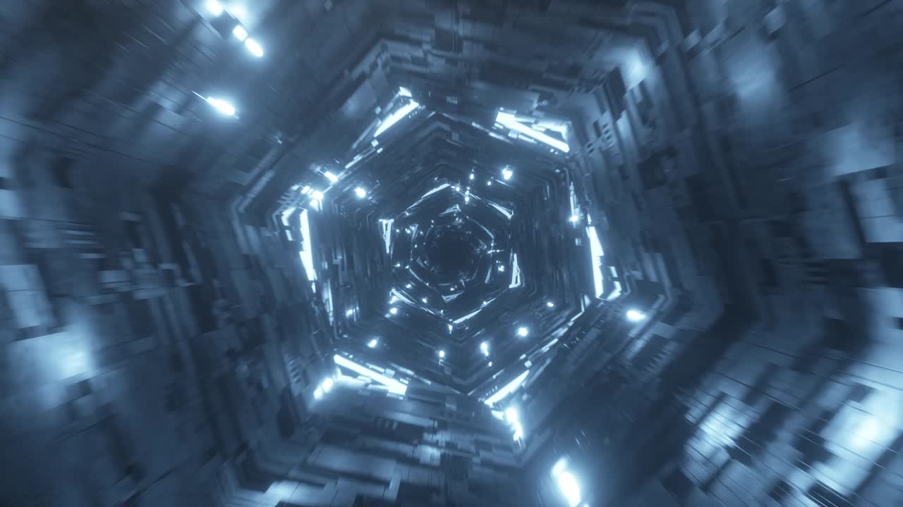 vuelo interminable en un túnel digital tecnológico futurista